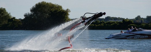 Flyboarding on the lake.