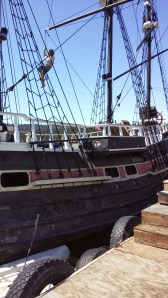 Once a movie star, this scale pirate ship can take you on a tour of the lake!